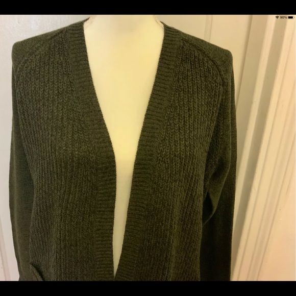 Twisted Open Front Cardigan Dark Olive NWT - Picture 3 of 3